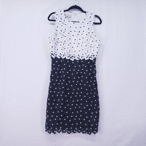 Hobbs London Dress Size 8 Black White Lace Floral Mid Length Elegant Formal